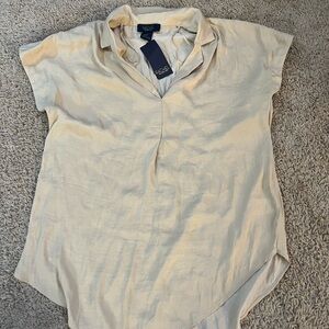 Women's Rachel Roy Tan Short Sleeve V-neck Top Size X-small NWT